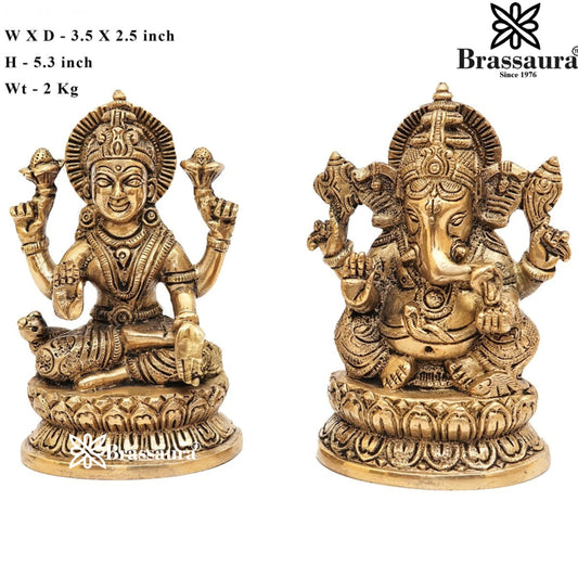 Brass Royal Golden Lakshmi Ganesh Weight 8 Kg & Height 11 Inch