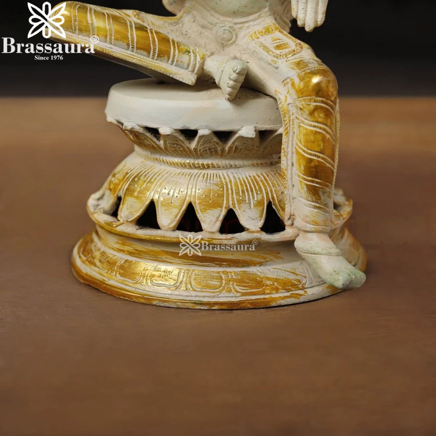 Brassaura™ Devotional Brass Laxmi Murti – Height 12 Inches & Weight 4.2 Kgs | Temple Statue