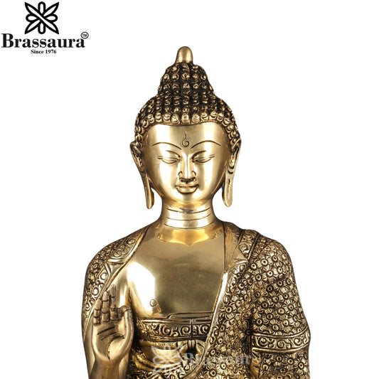 Brass Bhumisprasa Buddha Weight 11.6 kg & Height 16 Inch