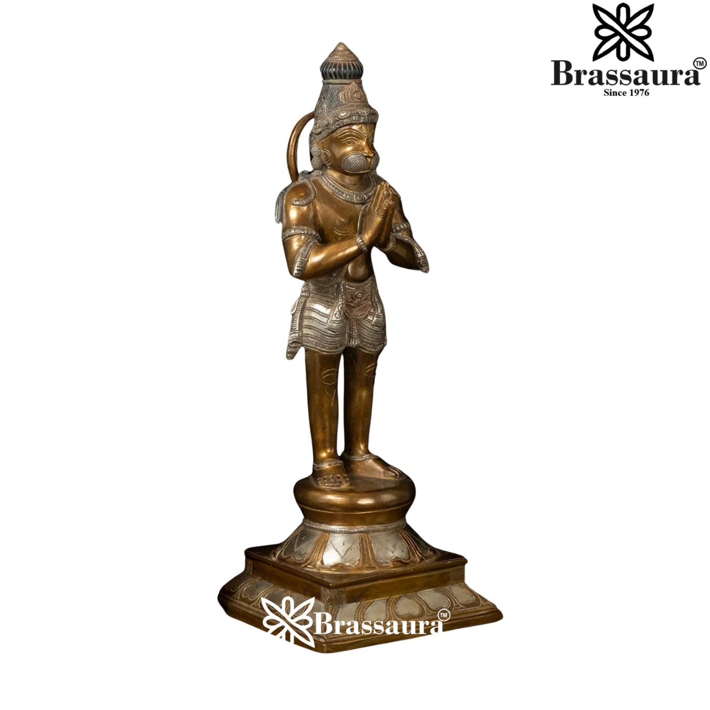 Brassaura™ Brass Hanuman Idol with Traditional Work – Height 16 Inches & Weight 4.8 Kgs