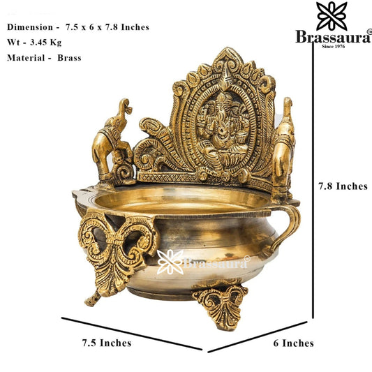 Brass Antique Lakshmi Ganesh Weight 3.45 Kg & Height 7.8 Inch