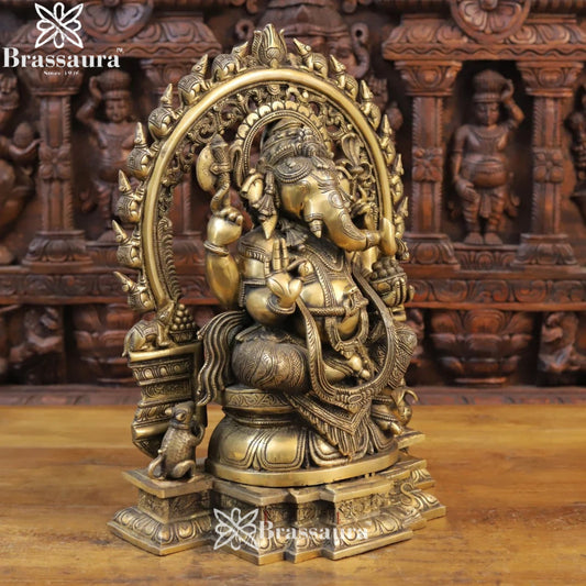 Brass Ring Ganesha Weight 17.5 Kg & Height 19 Inch