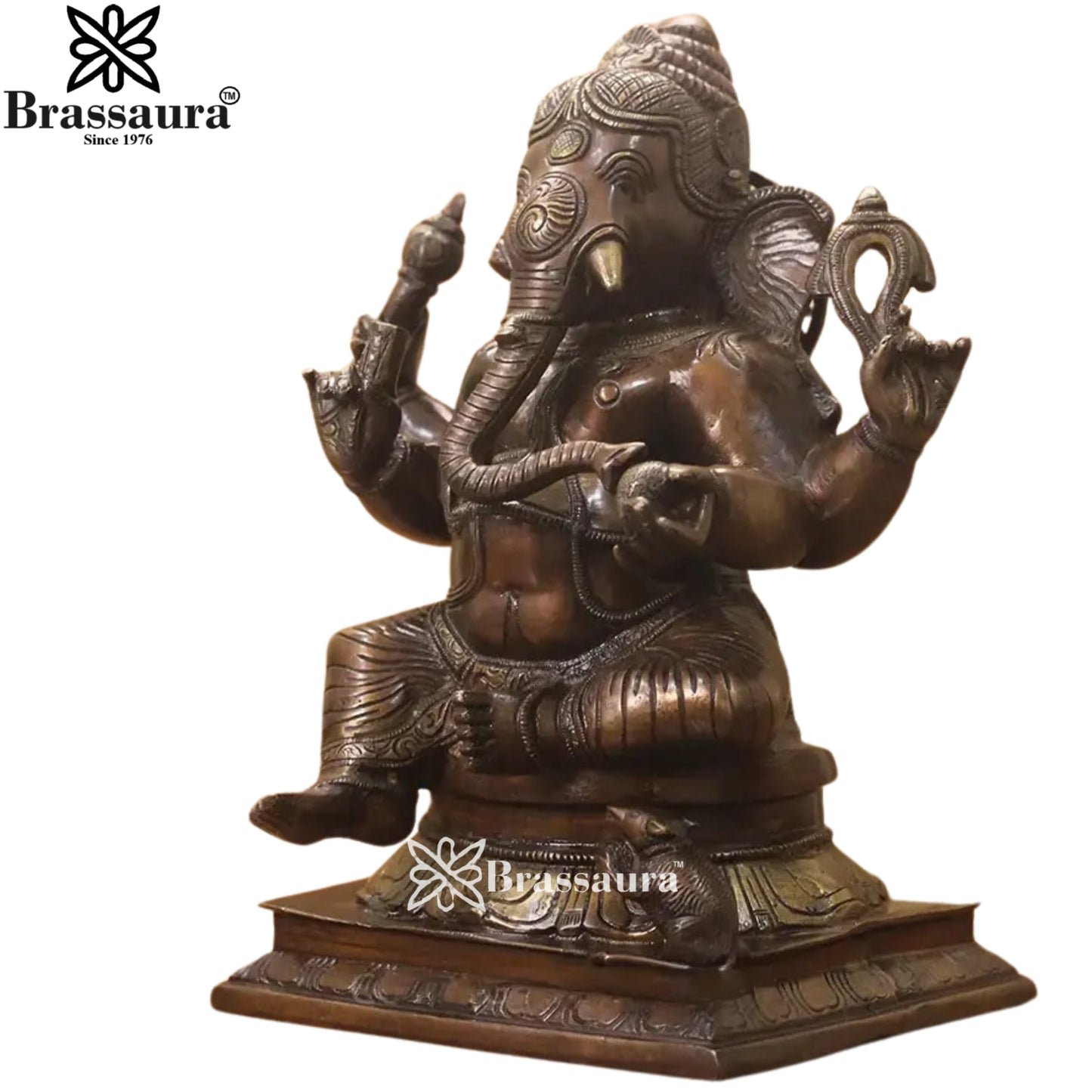 Brass Ganesha Statue Weight 6.5 Kg And Height 12 Inch