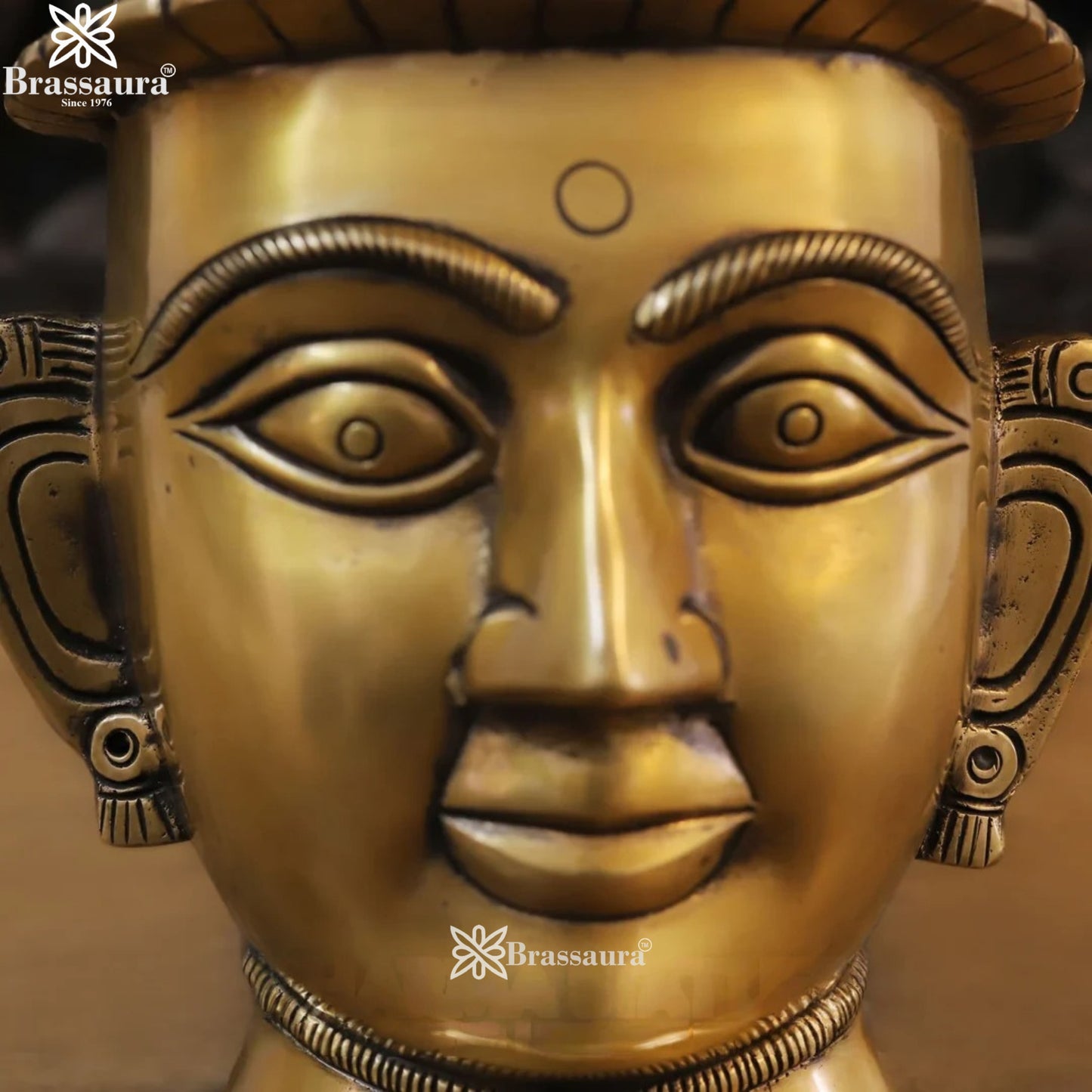 Brass Parvati Head Statue Weight 2.32 Kg And Height 14 Inch