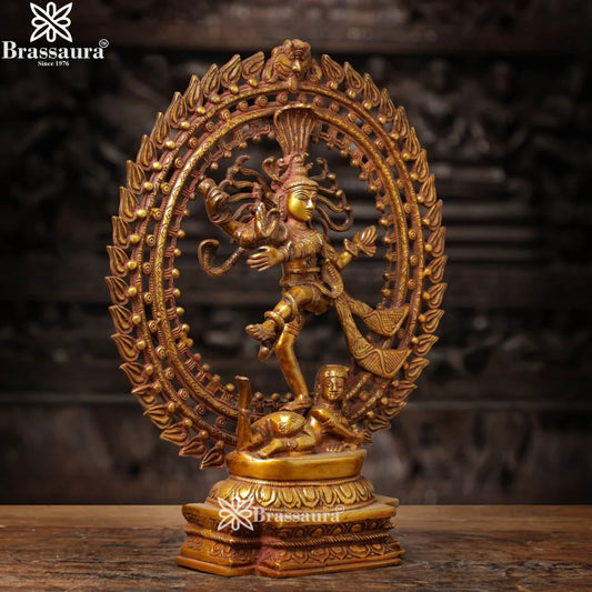 Brass Antique Dancing Natraj Statue Weight 9.26 Kg And Height 19 Inch