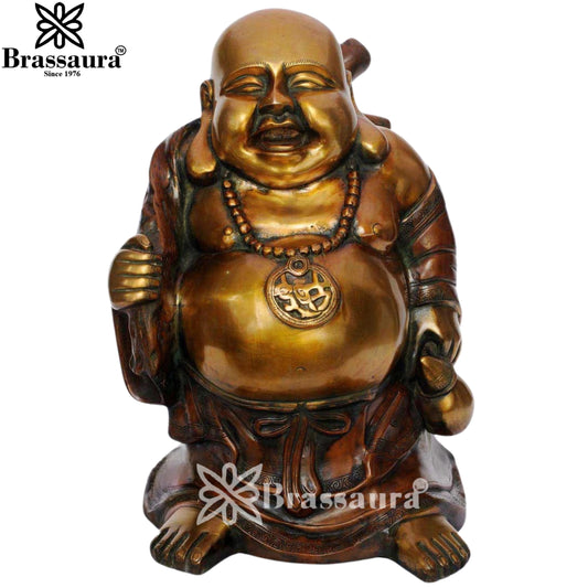 Brass Standing Laughing Buddha Weight 21 Kg & Height 20 Inch