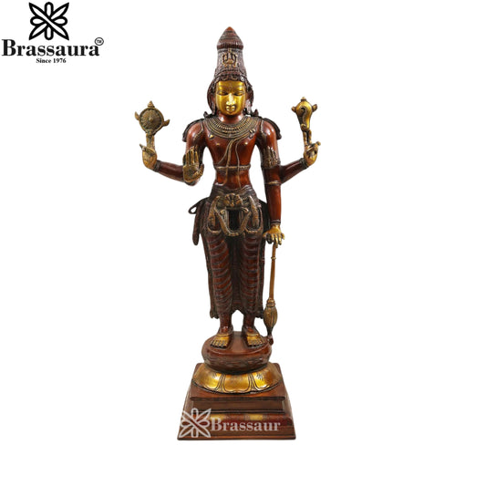 Brass Vishnu Statue Weight 27.2 Kg And Height 37 Inch