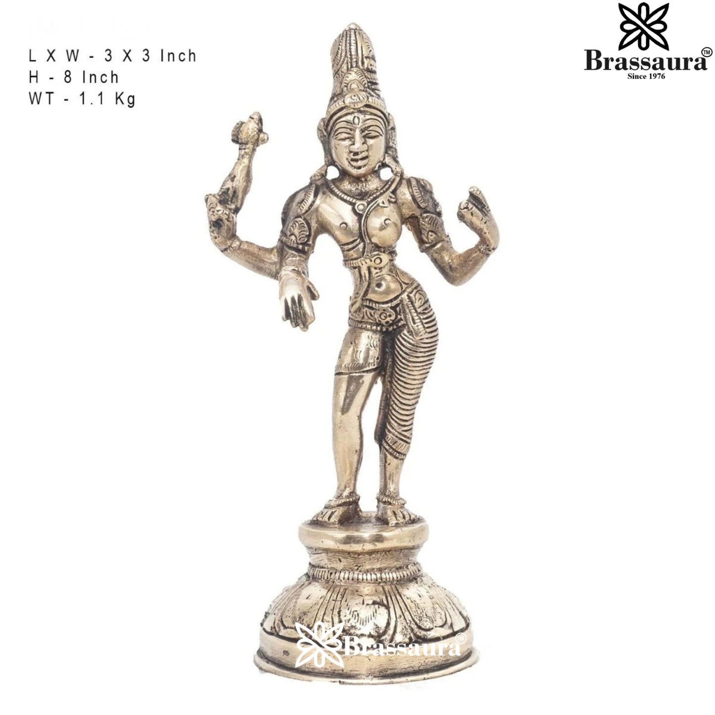 Brass Royal Golden Aardhnareshwar Statue Weight 1.1 kg & Height 8 Inch