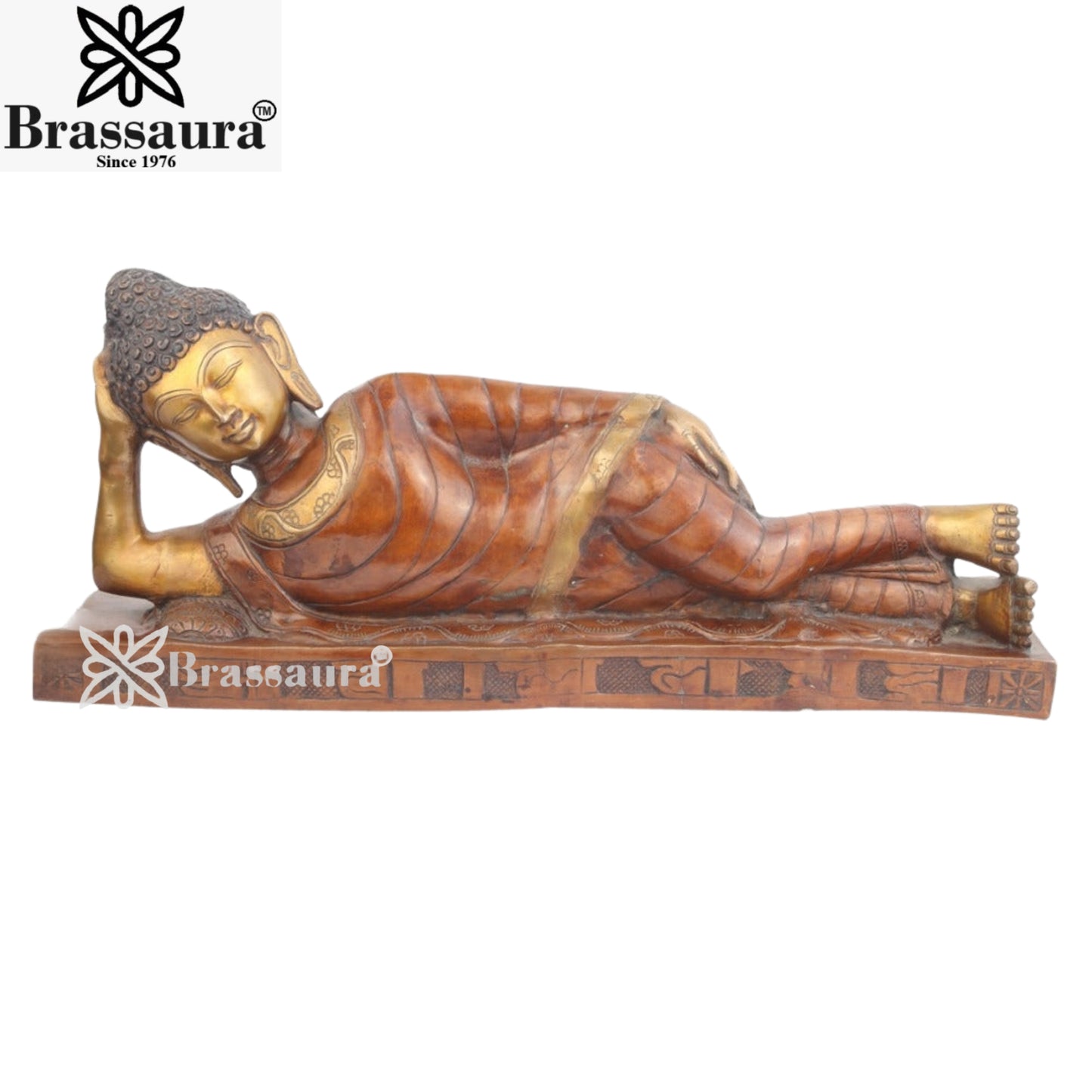 Brass Sleeping Buddha Weight 19 Kg & Height 12 Inch