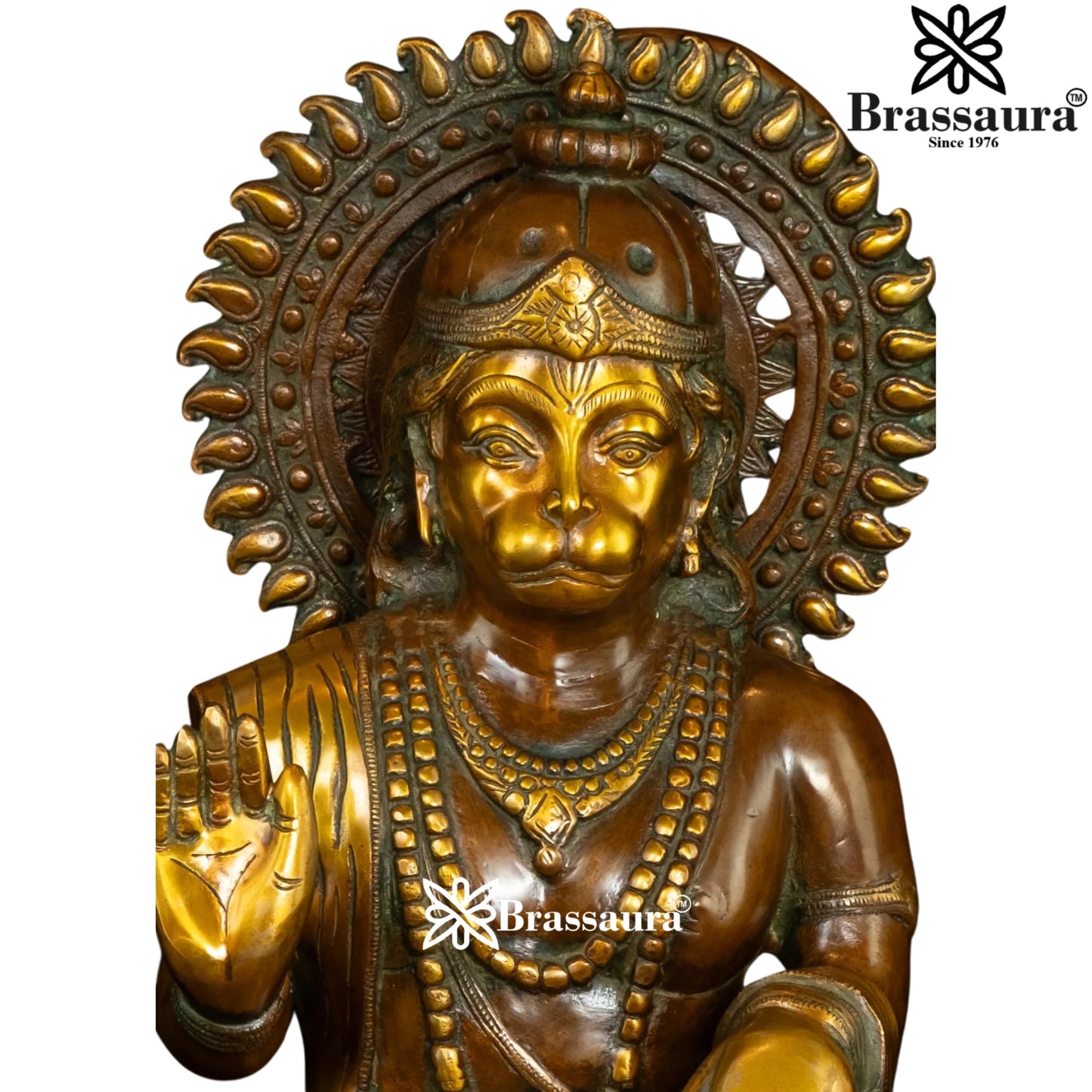 Brassaura™ Traditional Brass Hanuman Idol – Height 19 Inches & Weight 15.5 Kgs | Devotional Figurine