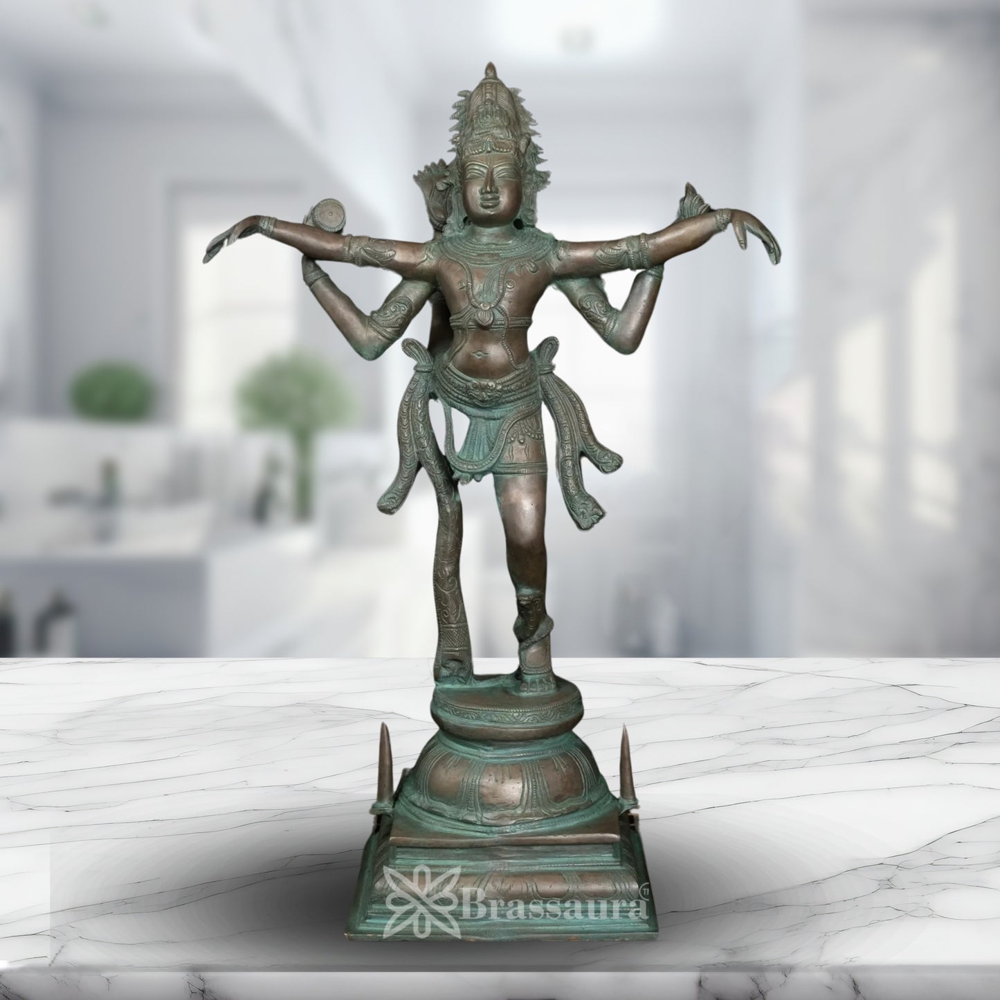 Brassaura® Brass Antique Lord Shiv Tandav Statue Height 20 Inch