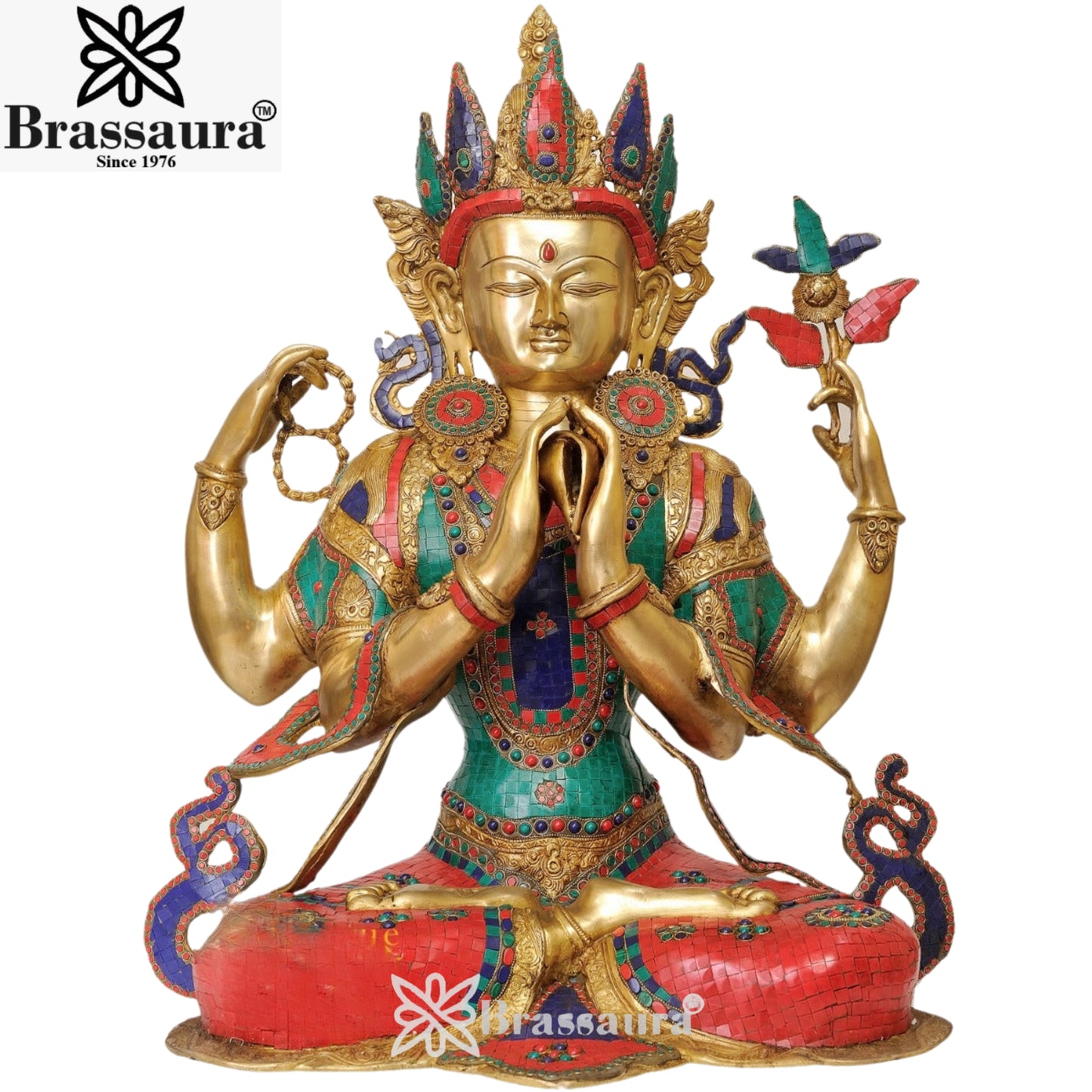 Brass Gem Stone Work Tara Weight 37 Kg & Height 31 Inch