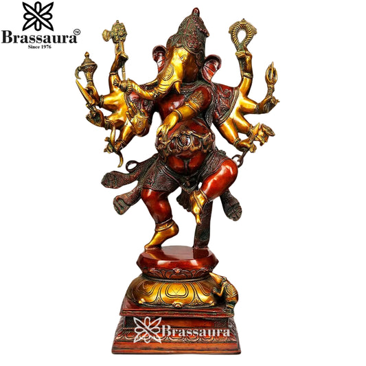Brass Dancing Ganesha Statue Weight 5 Kg & Height 12 Inch