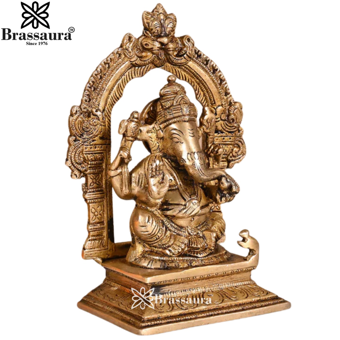 Brass Ring Ganesha Statue Weight 1.53 Kg & Height 7 Inch