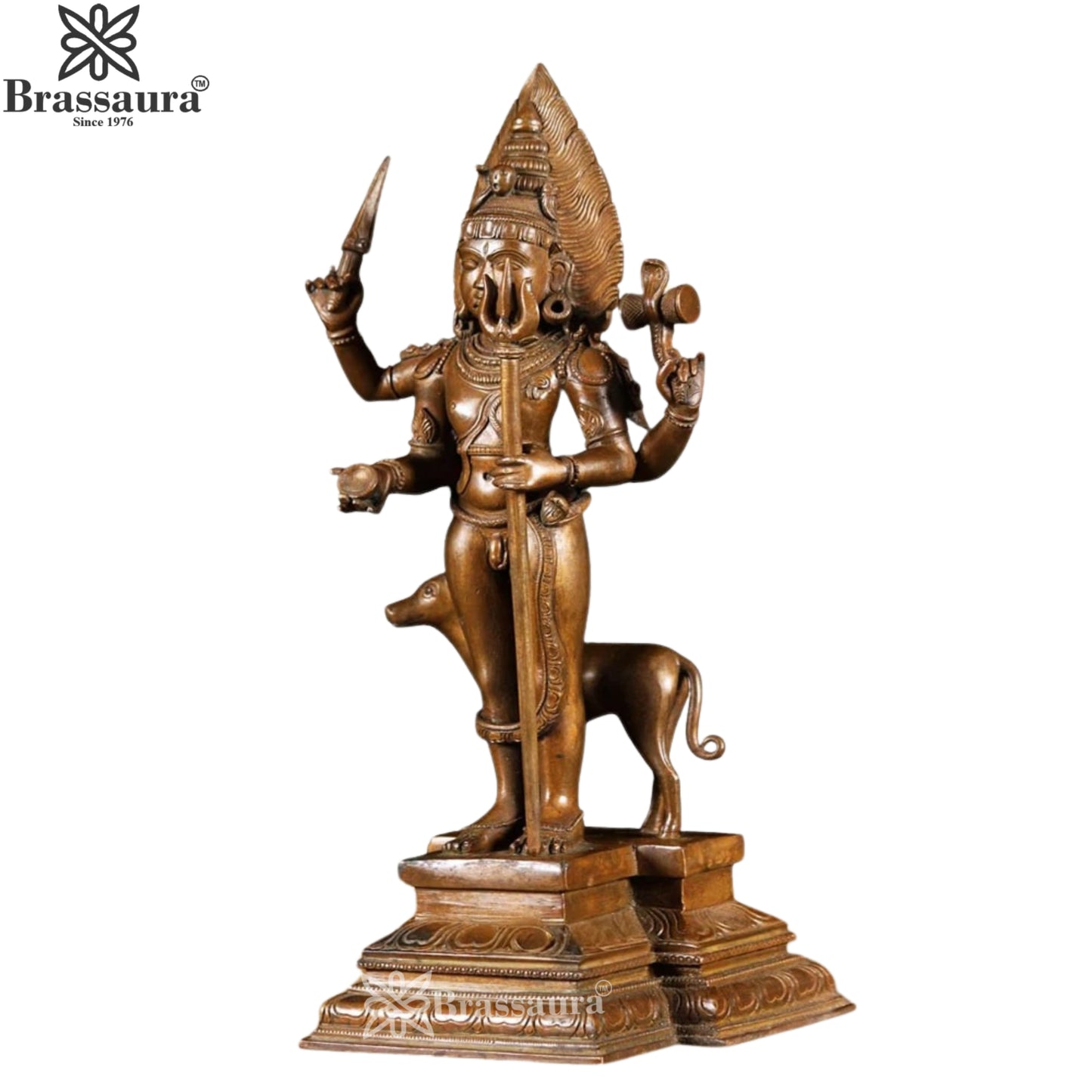 Brass Kaal Bhairav Statue Weight 8.7 Kg And Height 17 Inch