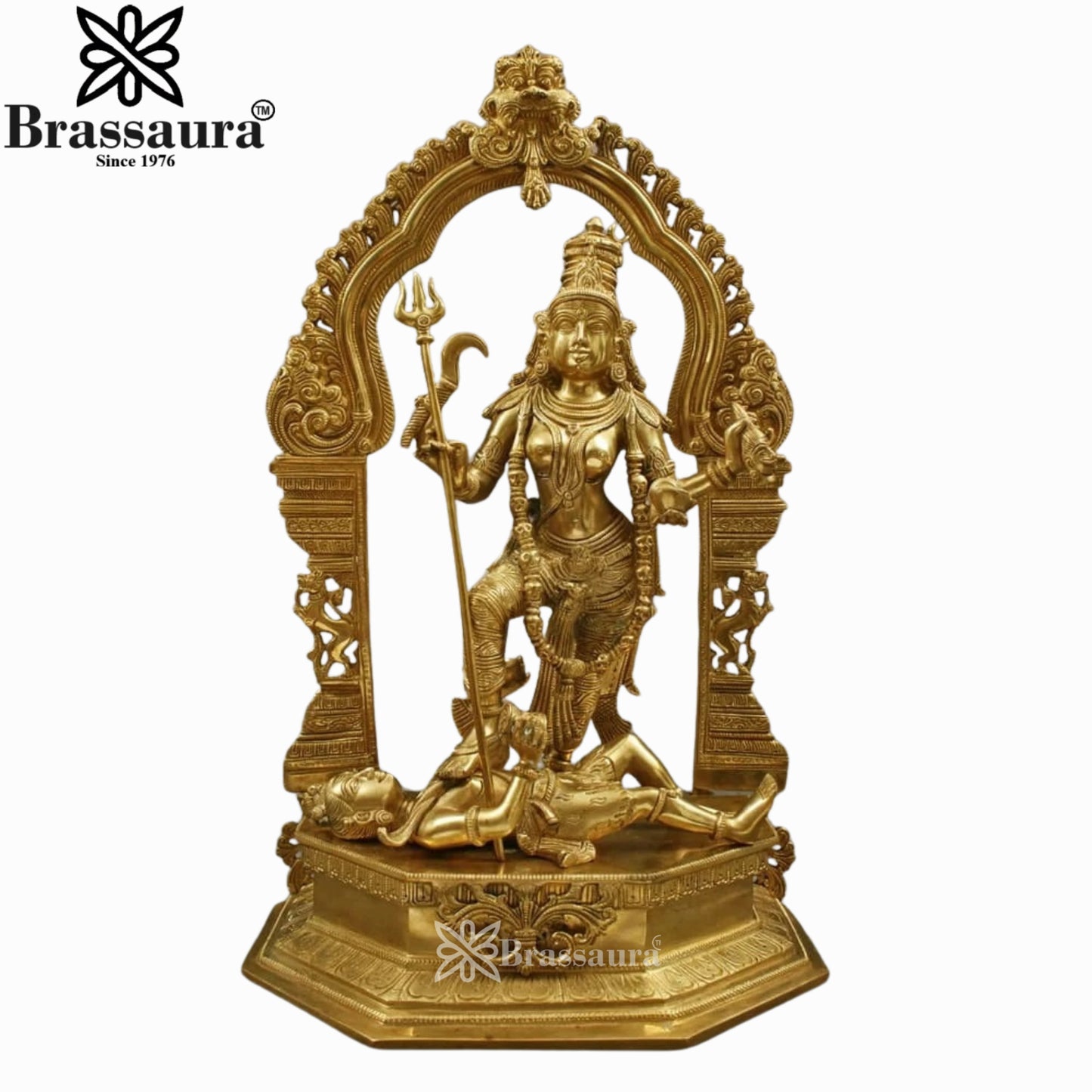 Brass Kali With Kirtimukha Frame Statue Weight 16 Kg And Height 22 Inch