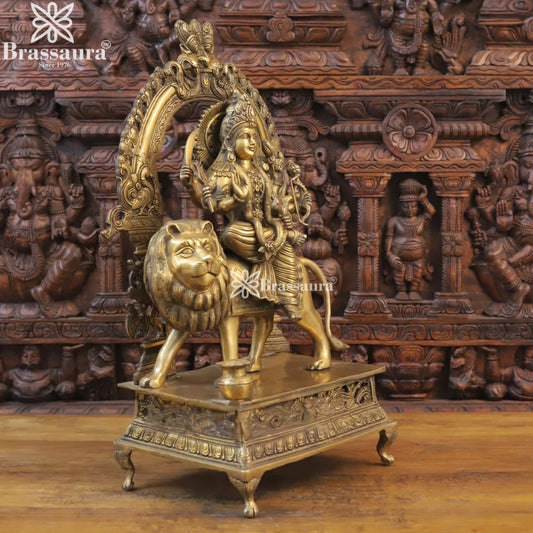 Brass Durga Idol for Home Temple and Decor Height 27 Inches & Weight 22.8 Kgs