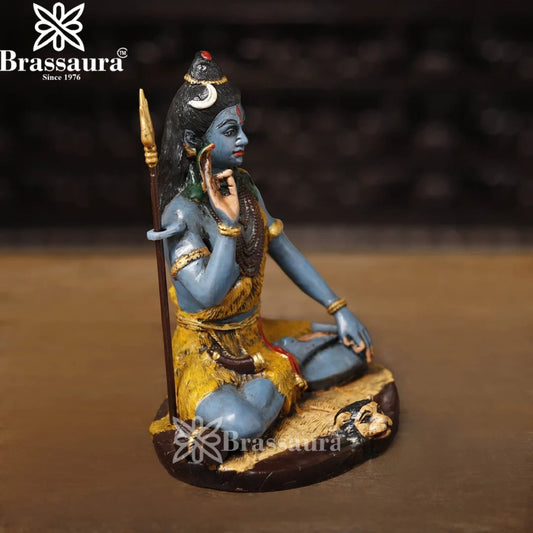 Brassaura™ Brass Lord Shiva Idol – Height 9.5 Inches & Weight 3.44 Kgs | Divine Temple Use