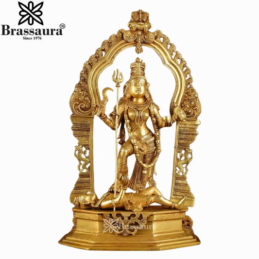 Brass Kali With Kirtimukha Frame Statue Weight 16 Kg And Height 22 Inch
