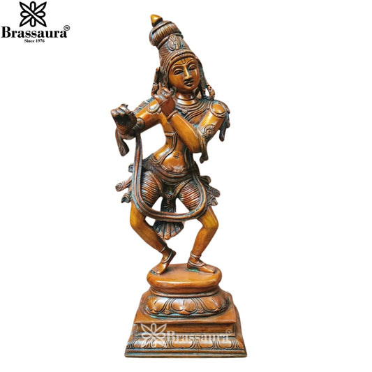 Brass Krishna Murti Weight 4.8 Kg And Height 14 Inch