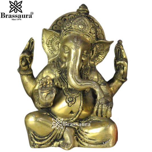 Brass Ganesha Statue Weight 2 Kg And Height 7 Inch