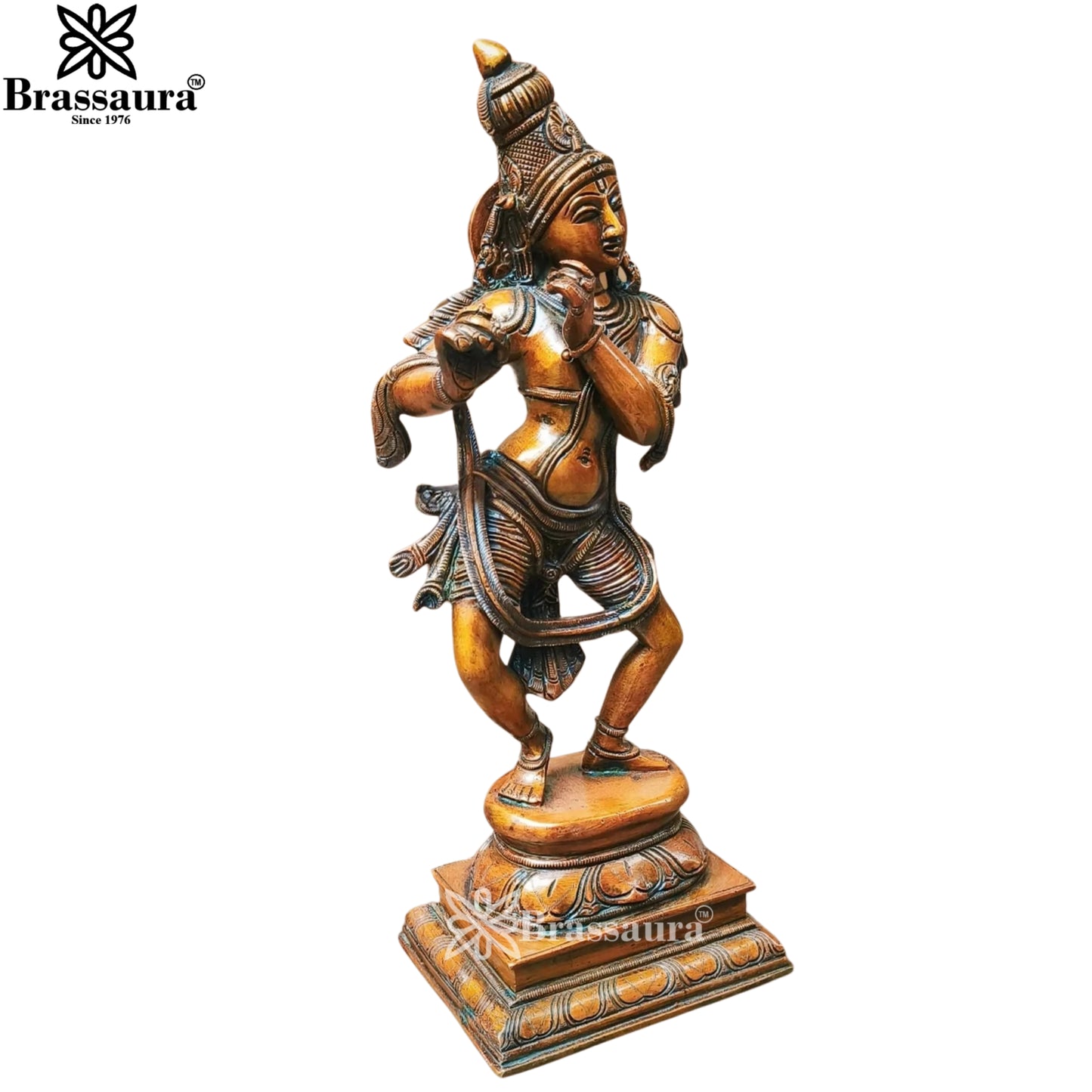 Brass Krishna Murti Weight 4.8 Kg And Height 14 Inch
