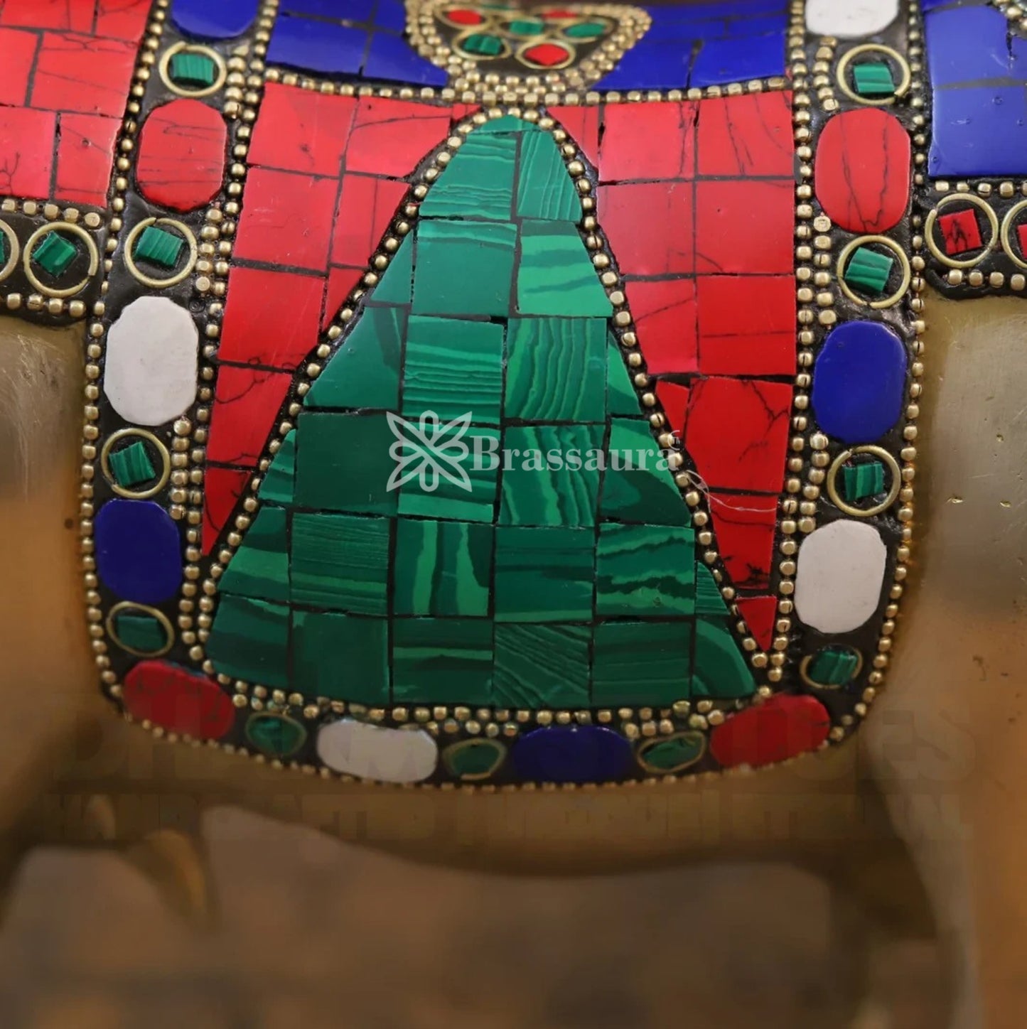 Brass Gem Stone Work Cow Statue Weight 3.48 Kg And Height 7.5 Inch