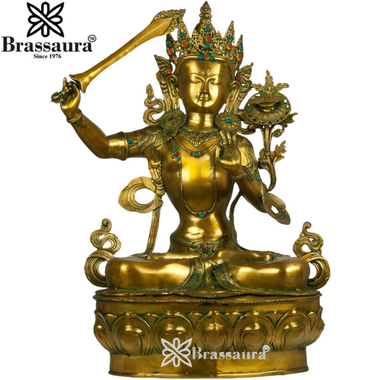 Brass Gem Stone Work Tara Weight 44 Kg & Height 39 Inch