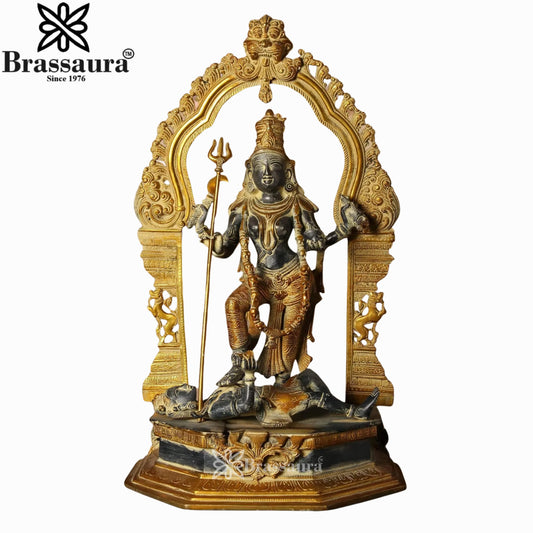 Brass Kali With Kirtimukha Frame Statue Weight 16 Kg And Height 22 Inch