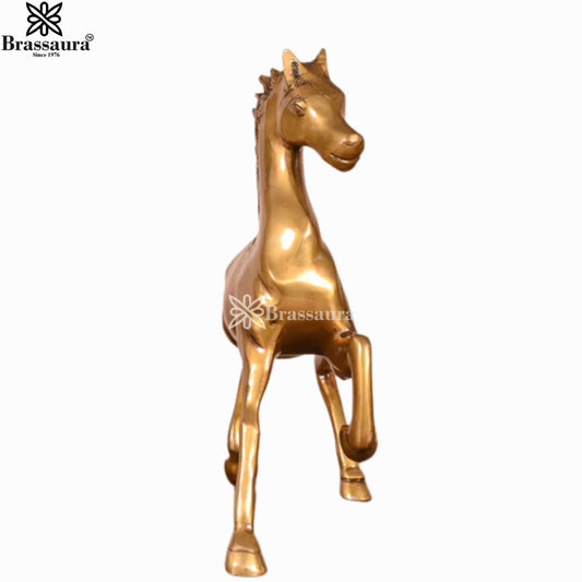 Brassaura® Brass Running Horse Statue | Symbol of Success & Strength | Height 12 Inches & Weight 2.7 Kgs