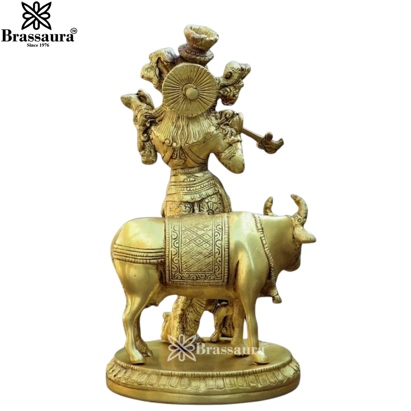 Brass Cow Krishna Murti Weight 3 Kg And Height 10 Inch