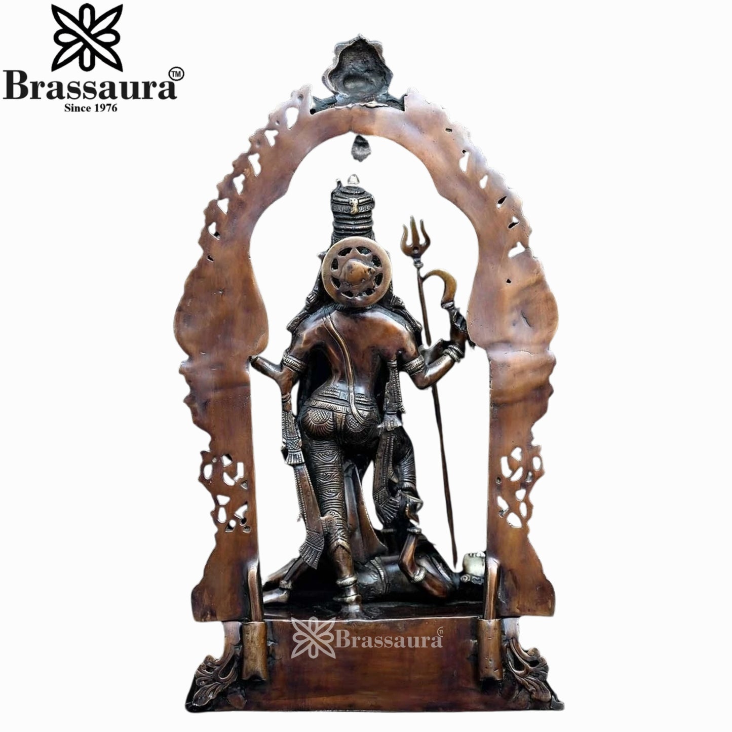 Brass Kali With Kirtimukha Frame Statue Weight 16 Kg And Height 22 Inch