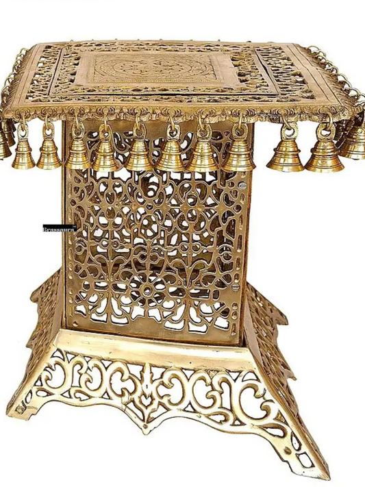 Brassaura™ Brass Designer Pedestal (Chowki) – Height 14.96 inches Weight 16 kgs