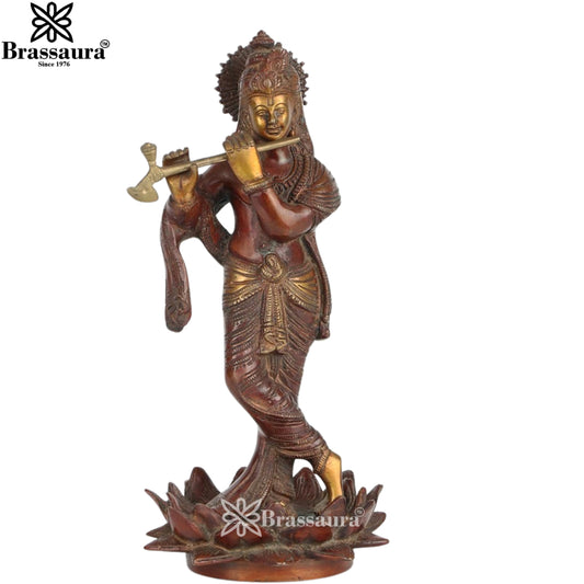 Brass Krishna Murti Weight 2.6 Kg And Height 11 Inch
