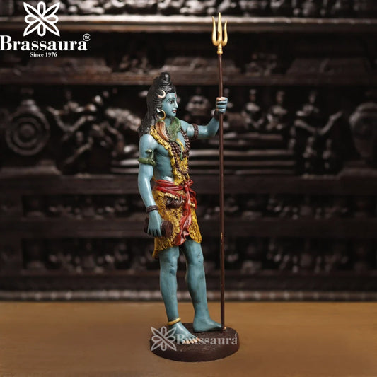 Brassaura™ Brass Lord Shiva Statue – Height 26 Inches & Weight 9.86 Kg | Devotional Home Décor