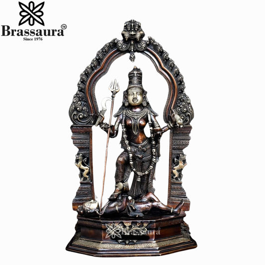 Brass Kali With Kirtimukha Frame Statue Weight 16 Kg And Height 22 Inch