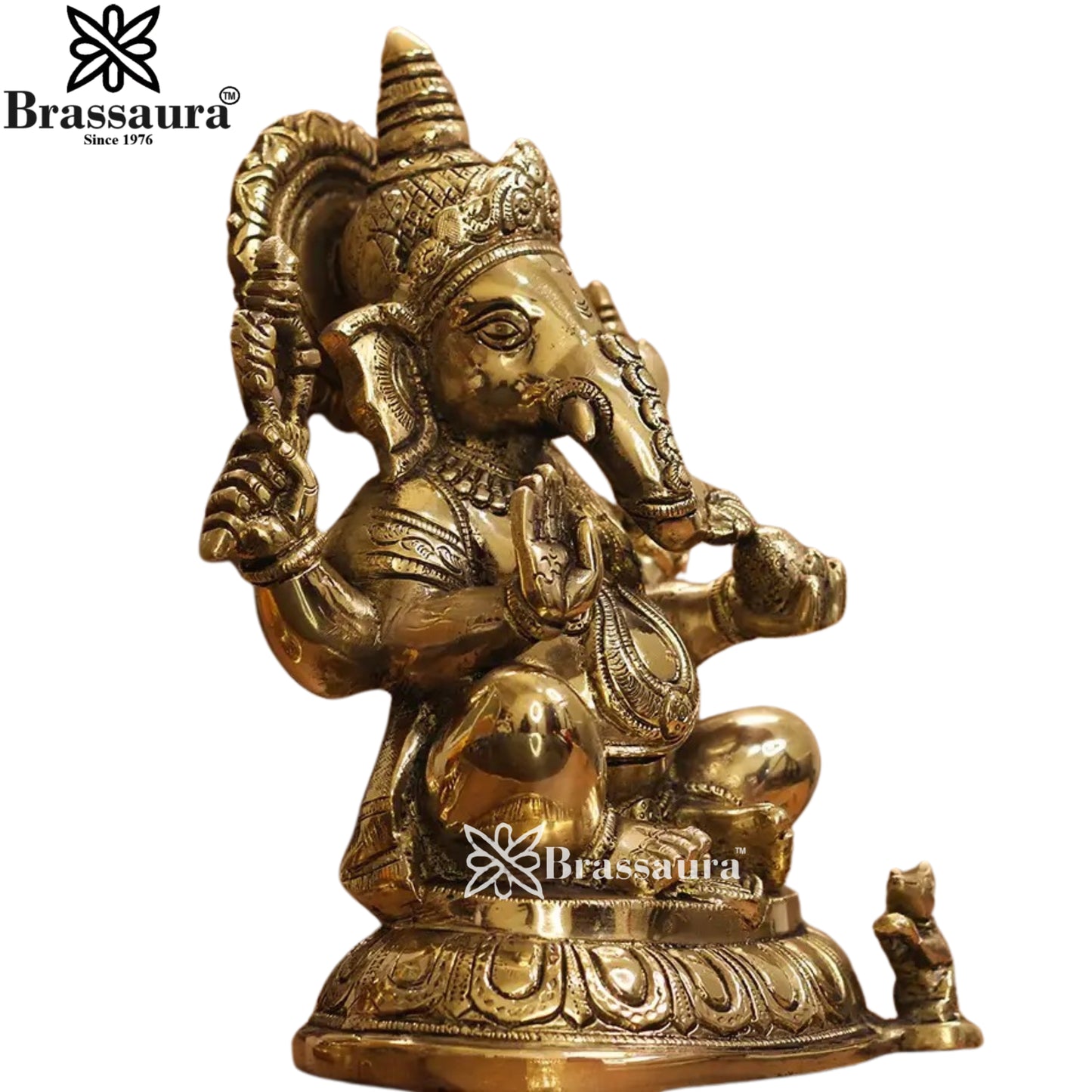 Brass Ganesha Statue Weight 5.7 Kg And Height 11 Inch