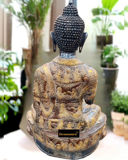 Brassaura™ Pure Brass Large Buddha Statue – Height 33 Inches & Weight 48 Kgs