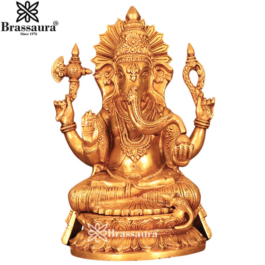 Brass Ganesha Statue Weight 6.5 Kg & Height 11.5 Inch