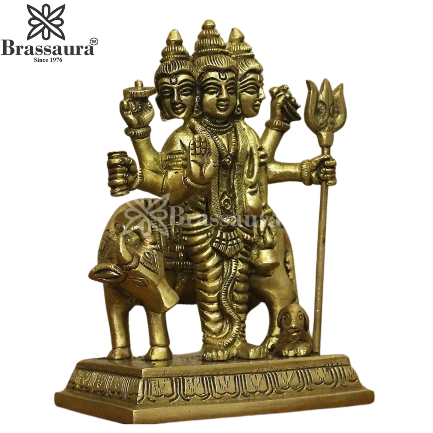 Brass Dattatreya Statue Weight .9 Kg And Height 5 Inch