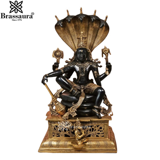 Brass Vishnu On Shesnaag Statue Weight 35 Kg And Height 28 Inch