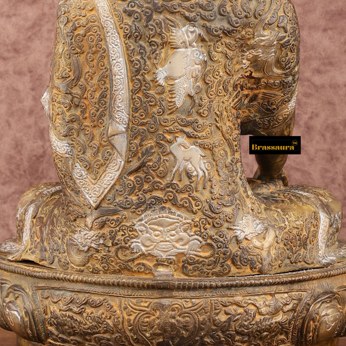 Brassaura™ Pure Brass Enlightened Nirvana Buddha Idol – Height 17 Inches, Weight 12 Kgs