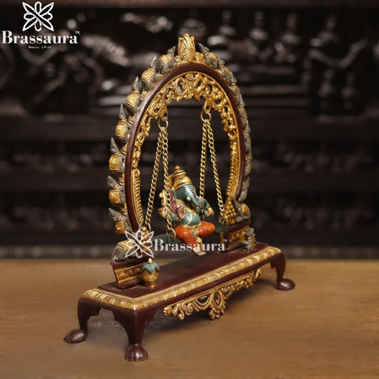 Brass Artistic Ganesha Jhula Weight 5.5 Kg & Height 15 Inch