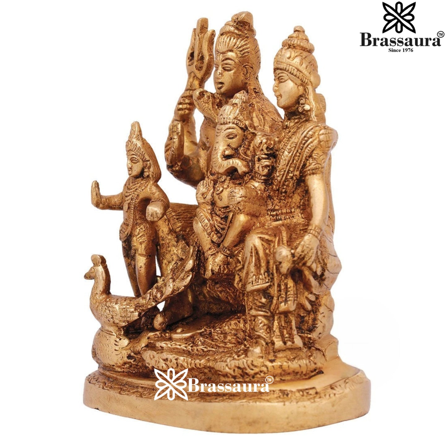 Brass Antique Shiv Family Weight 1.3 Kg & Height 5.5 Inch