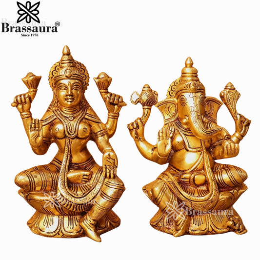 Brass Lakshmi Ganesh Murti Weight 4 Kg And Height 11 Inch
