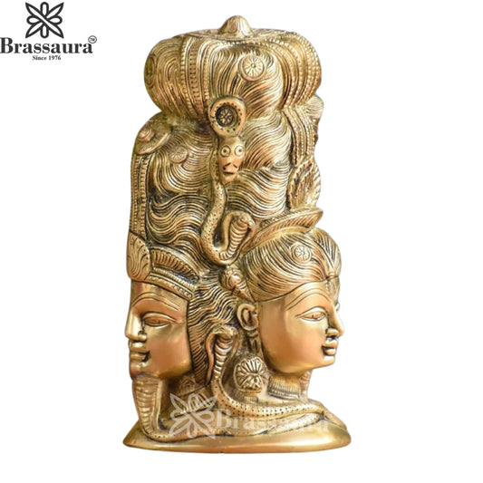 Brass 3 Face Shiva Mukhlingam Statue Weight 3 Kg And Height 8 Inch