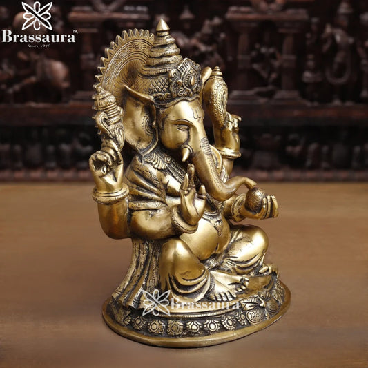 Brass Ganesha Weight 8.2 Kg & Height 11.5 Inch