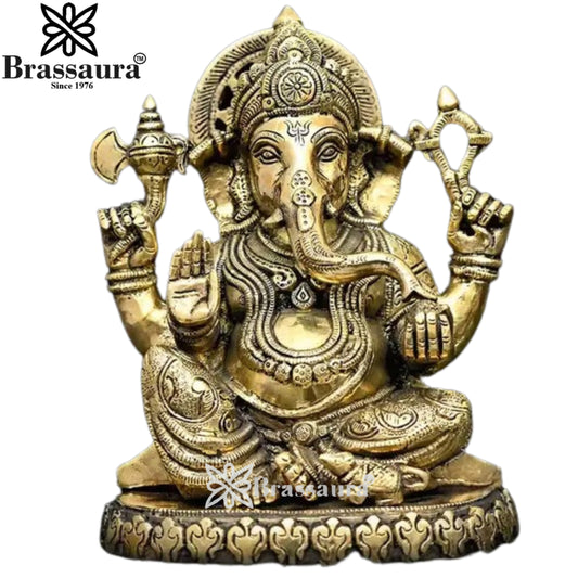 Brass Ganesha Statue Weight 5.63 Kg And Height 9.5 Inch
