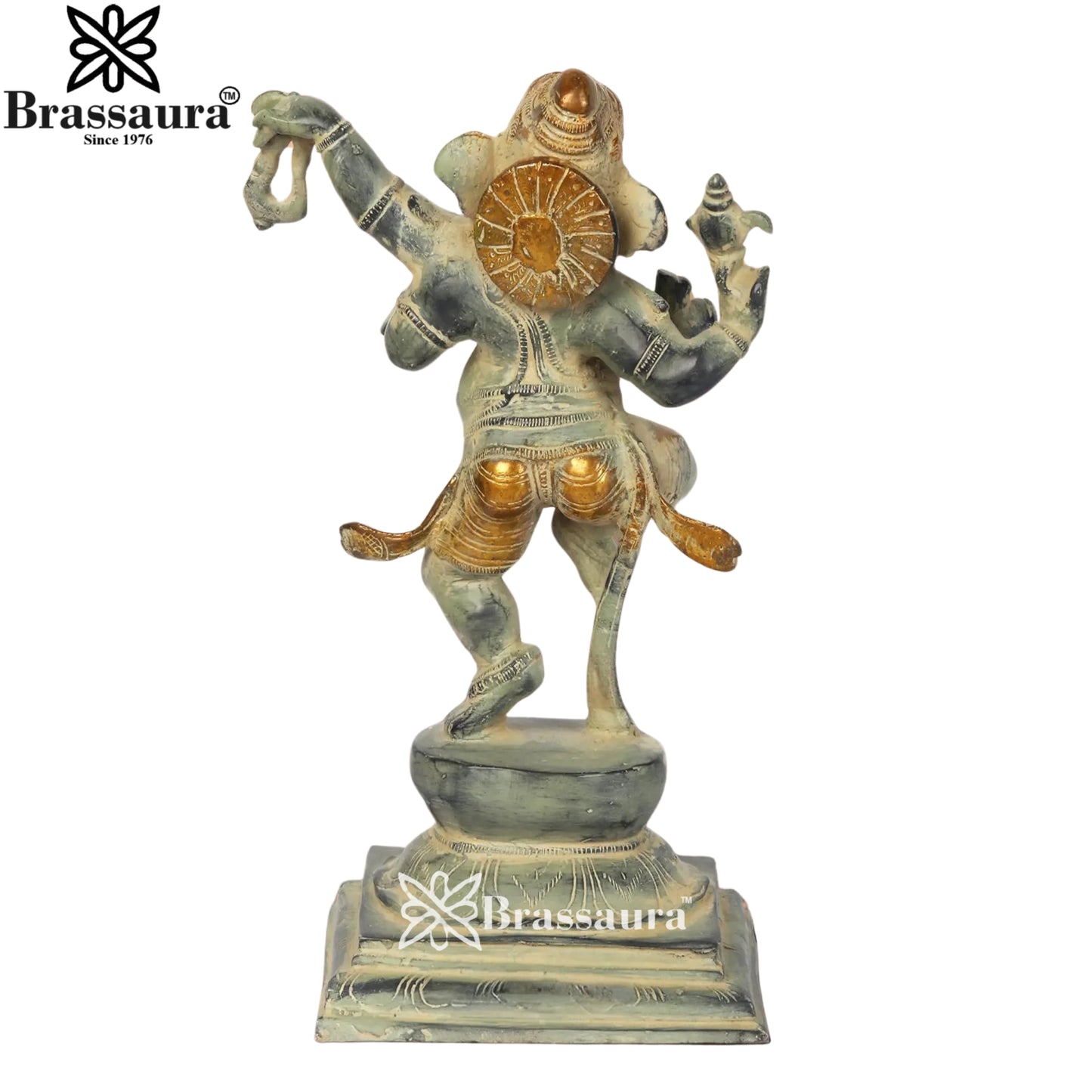 Brass Patina Dancing Ganesha Weight 5.5 Kg & Height 12 Inch