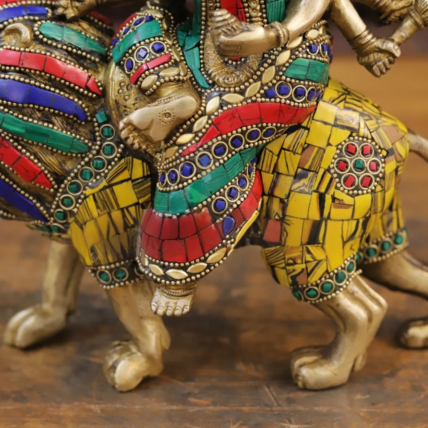 Brass Gem Stone Work Home And Décor Height 10 Inches & Weight 3.9 Kgs
